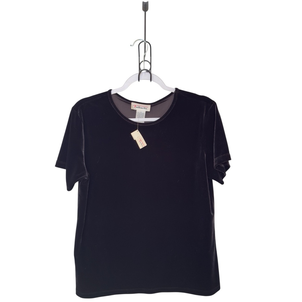 Vintage Talbots Black Medium Velvet Whimsigoth Stretch Top Dark Romantic